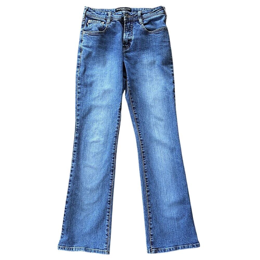 Express Stretch Mid-Rise Fit & Flare Jeans Size 3/4